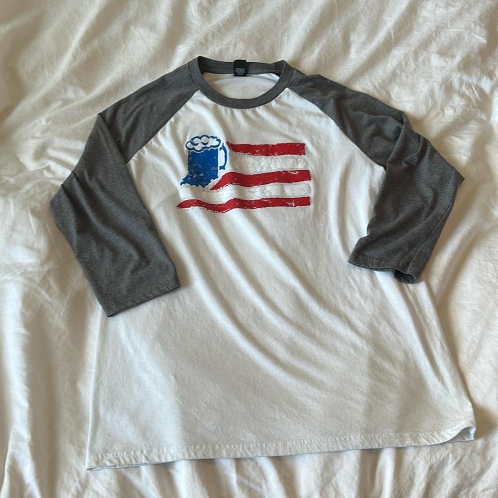 Indiana beer mug American flag shirt